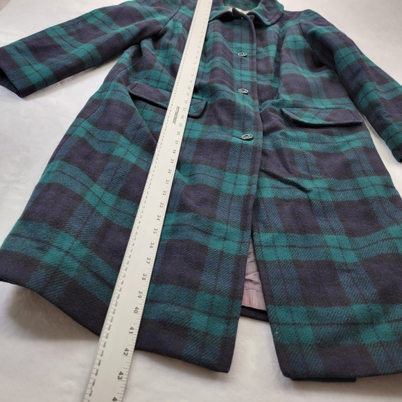 Vintage 70s Pendleton Plaid Green Pea Coat 100% Wool Jacket see measurements - Picture 5 of 8
